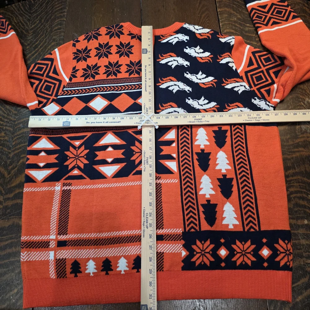 Denver Broncos Men's Crew Neck‎ Pullover Holiday Sweater Size 2XL